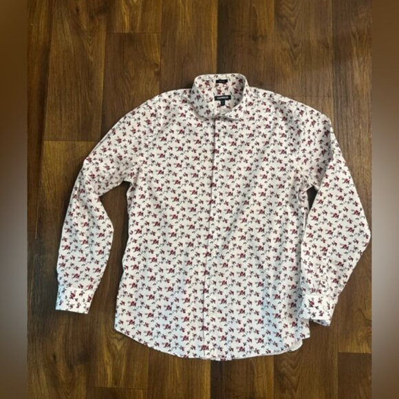 Express White and Red Floral Men's Shirt - Picture 1 of 7